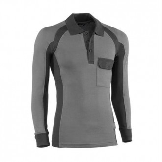 POLO PIQUE MANGA LARGA FLEX GRIS/NEGRO 671-2XL