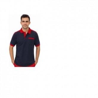 POLO CARGO CON BOLSILLO MANGA CORTA AZUL/ROJO S