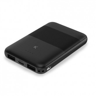 POWER BANK KSIX 5000 MAH USB+CAB USB+USB C-A NEGRO