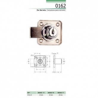 CERRADURA SOBREPONER ARMARIO CROMO 362/20