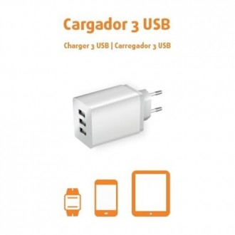 ENCHUFE CON 3 CARGADORES USB 420046
