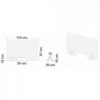 PANTALLA POLICARBONATO SOBREMESA 100X67CM.X3MM.