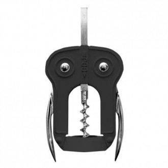 SACACORCHOS DOBLE PALANCA BUHO NEGRO+CORTACAPSULAS