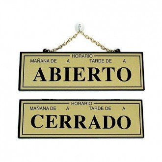 PLACA ABIERTO-CERRADO CON HORARIOLATONADO 109