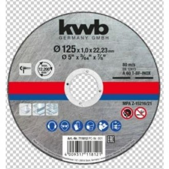 DISCO CORTE INOX/METAL 125X1MM KWB