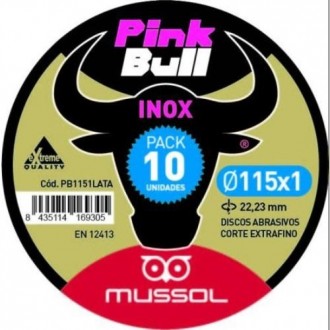 DISCO CORTE EXTRAF.INOX.PINK BULL 115 MM.(PACK-10)
