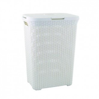 CESTO NATURAL CON TAPA STYLE 60 L. BLANCO 189207
