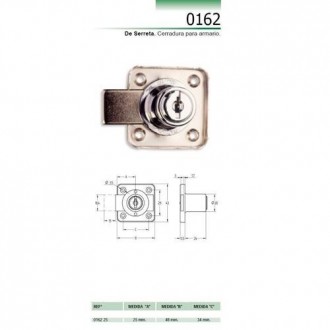 CERRADURA SOBREPONER ARMARIO CROMO 362/25