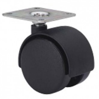 RUEDA GIRATORIA NEGRA PLACA POLIAMIDA 30MM