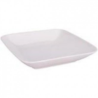 PLATO CUADRADO HONDO PORCELANA BLANCO 21CM