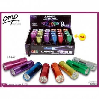 LINTERNA 9 LED 8.8 CM. SURTIDOS
