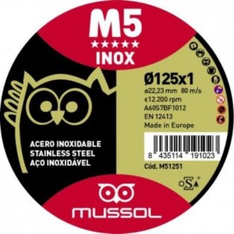 DISCO M5 CORTE EXTRAFINO INOX 125X1 EJE 22.23