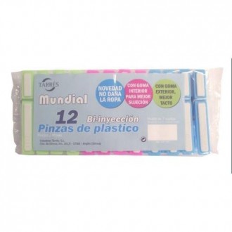 PINZAS ROPA PLASTICO BICOLOR (PAQUETE 12)