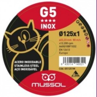 DISCO CORTE INOX G5 4 ESTRELLAS 125X1X22.23MM