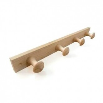 COLGADOR MADERA DE PINO 4 POMOS MIEL