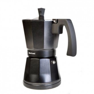 CAFETERA ALUMINIO INDUCCION NEGRA 1-3 TAZAS LUCCIA