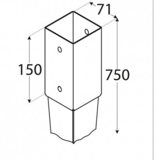 ANCLAJE PUNTA PARA POSTES 7X7 CM. 71X750X150 MM.