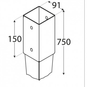 ANCLAJE PUNTA PARA POSTES 9X9 CM. 91X750X150 MM.