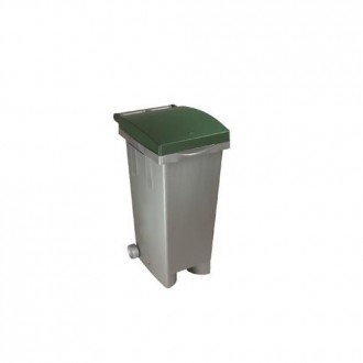 CONTENEDOR JARDIN 80L C/RUEDAS  VERDE Y GRIS CVS80