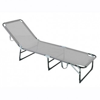 CAMA PLEGABLE EN ACERO GRIS Y TEXALINE GRIS