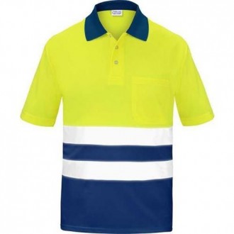 POLO ALTA VISIBILIDAD BICOLOR MANGA CORTA AZUL XS