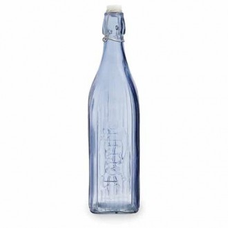 BOTELLA VIDRIO GASEOSA CUADRAD 1L AZUL VIBA