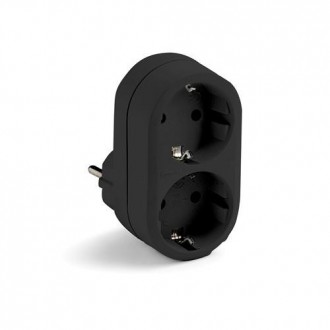 ADAPTADOR DOBLE TT 16A-250V NEGRO 1332-N
