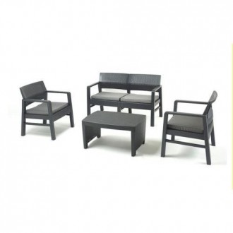 CONJUNTO SOFA + 2 SILLONES + MESA C/COJINES