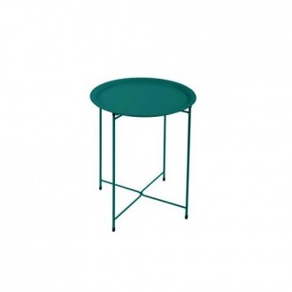 MESA AUXILIAR PLEGAB.ACERO Ø46CM.CORDELIA TURQUESA