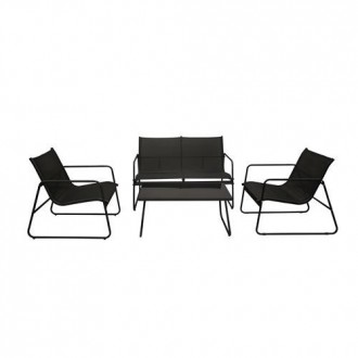 SET JARDIN 4 PLAZAS MARAJO ACERO Y TEXALINE GRIS