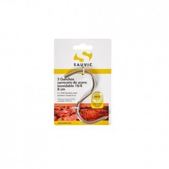 BLISTER 3 GANCHOS CARNICERO ACERO INOX 18/8 8CM