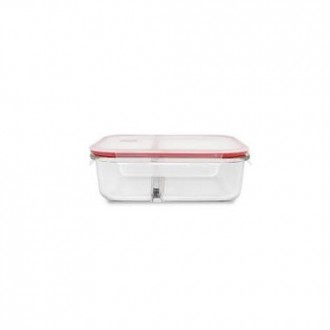 CONTENEDOR RECTANGULAR VIDRIO DIVIDIDO 1360 ML.