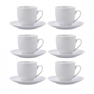 SET 6 TAZAS CON PLATO PORCELANA 20CL NEW RENOVA