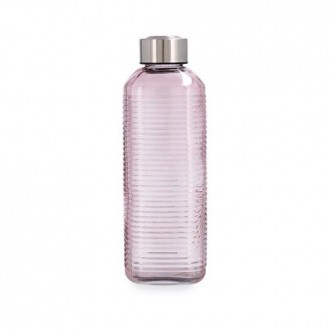 BOTELLA VIDRIO ROSA ACERO INOX 1,3L VELVET QUID
