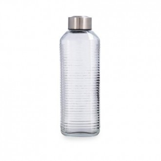 BOTELLA VIDRIO TRANSP ACERO INOX 1,3L VELVET QUID
