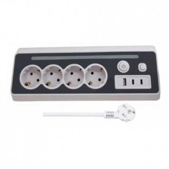 BASE 4 TOMAS CON LUZ Y 1 USB + 2 TIPO C 3680W