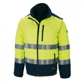 CAZADORA TIPO SOFT SHELL AMARILLA AZUL T.S 288CSFY