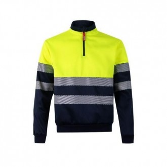 SUDADERA CREMALLERA ALTA VISIBIL AZUL/AMAR T.M