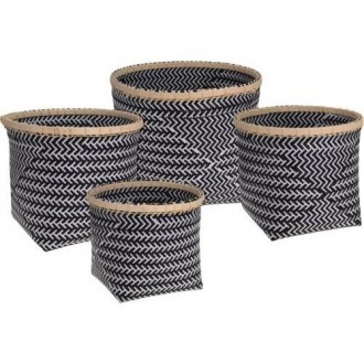 SET 4 CESTAS BAMBU NEGRO/BLANCO HZ1002910