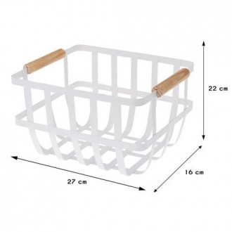 CESTA METAL BLANCA  2 ASAS COLOR MADERA 170455860