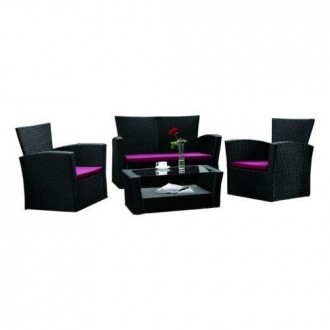 SET MALLORCA(1 SOFA 2 SILLAS 1 MESA CENTRO) NEGRO