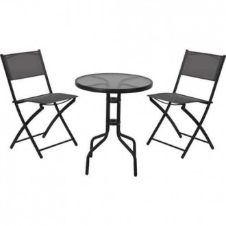CONJUNTO METAL MESA+2 SILLAS REDONDA X60000110
