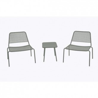 SET BALCON SAKURA ACERO PERFORADO EPOXI GRIS