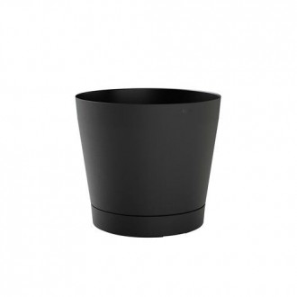 MACETA C/RESERVA AGUA+PLATO 29CM.GRI.OSCURO ORIONE