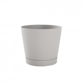 MACETA C/RESERVA AGUA+PLATO 29CM.BCA. CLOUD ORIONE