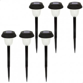 6 BALIZAS DE JARDIN LED SOLARES-LUZ CALIDA 2/3LUM