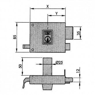 CERRADURA SOBREPONER 125-A PINTADA 80 DCHA. PERFIL