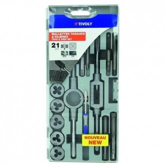 ESTUCHE MACHOS Y COJINETES 21 PIEZAS M3 A M12
