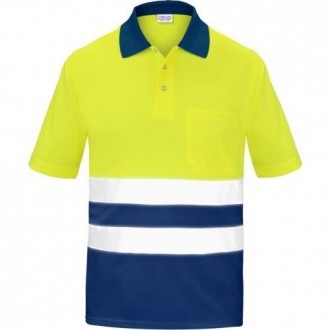 POLO ALTA VISIBILIDAD BICOLOR MANGA CORTA AZUL S