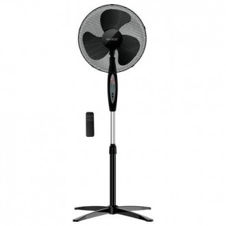 VENTILADOR PIE NAMETIL C/MANDO Y TEMP 43CM 45W NEG